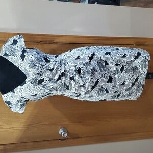 Modcloth floral black white graphic pattern dress